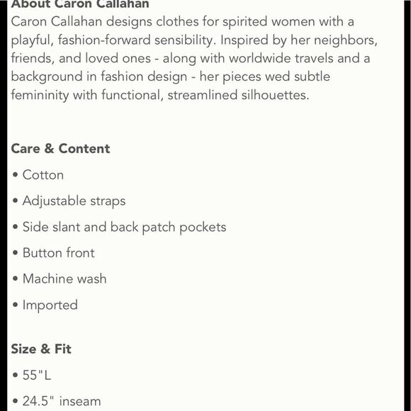 Caron Callahan Bryn Twill Jumpsuit Coverall Size XL NEW - Picture 7 of 7